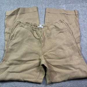 J Jill Love Linen Womens Pants Extra Small XS‎ Tan Beige Wide Leg Elastic